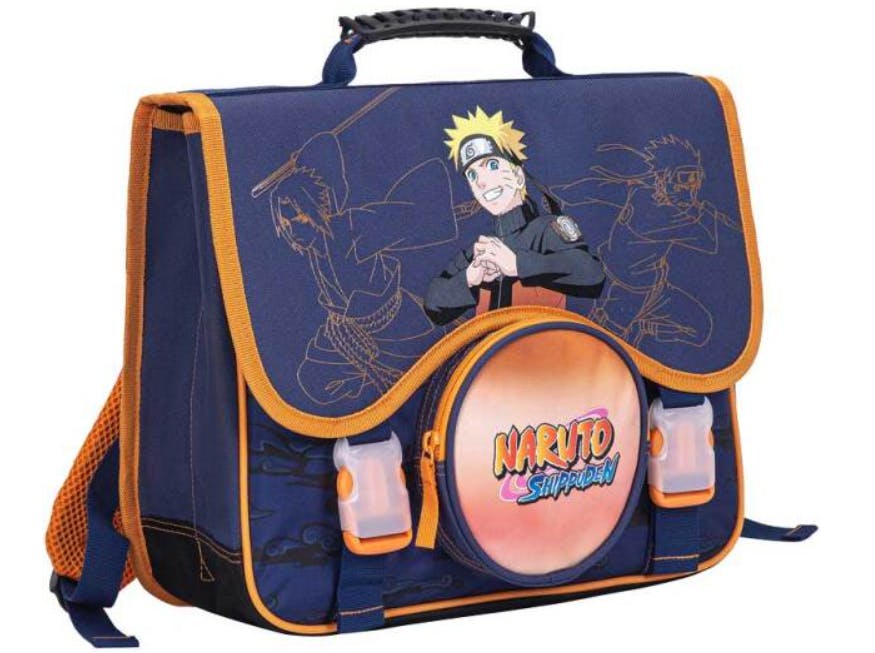 Cartable Naruto de 38cm avec compartiments et une poche à petit