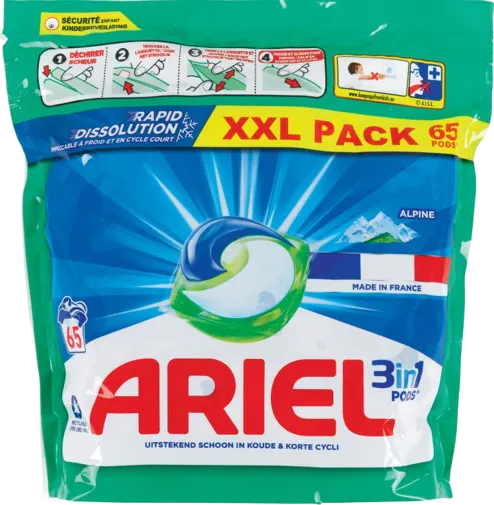 100 paquets de lessive Ariel Pods + Active