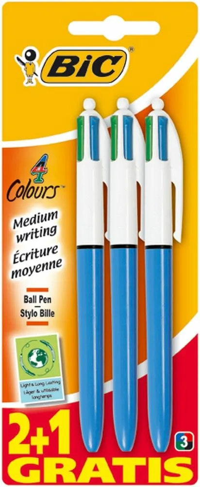 Balpen 4 kleuren Shine GOLD - navulbaar - Bic