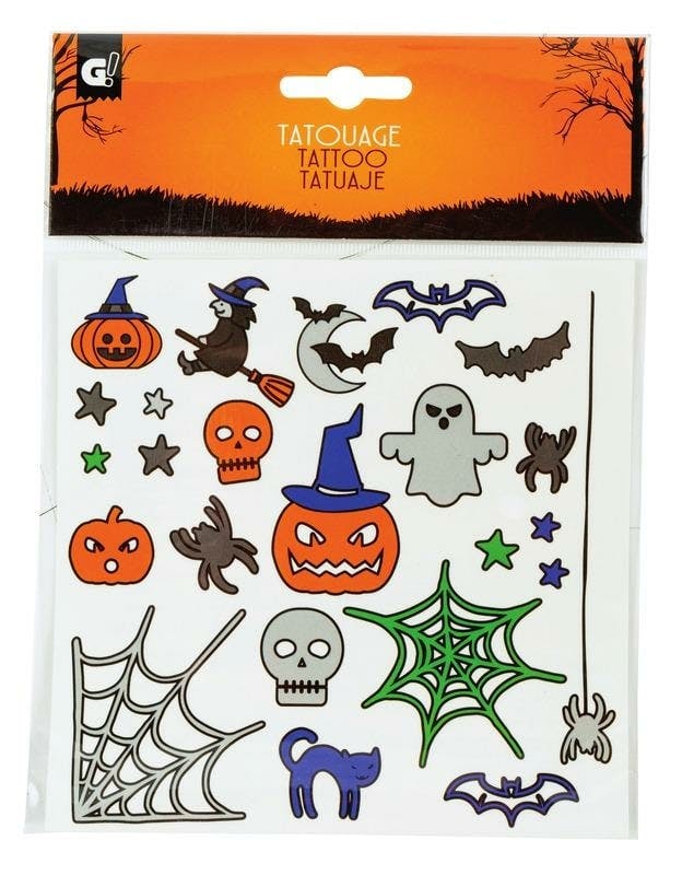 20 Feuilles Tatouage Enfant, Lumineux Tatouage Halloween Autocollant, Tatouages Ephémères Étanche, Tatouage Halloween Maquillage Pour Fille Garçons, Tatouage Enfant De Fête D'Halloween Cadeau