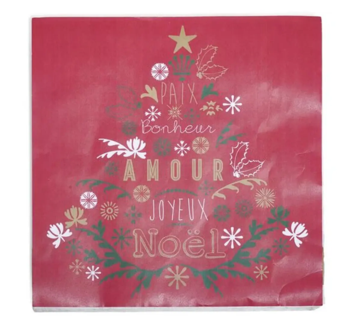 Serviettes En Papier Noël - Lot De 20, 33x33 Cm, 3 Plis, Motifs Sucre D'orge, Flocons, Boules (décoration Table)