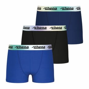 Athena Set Van 3 Junior Effen Boxers Blauw