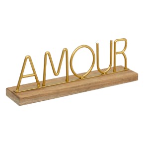Decoratie "amour" In Goudkleurig Metaal En Hout