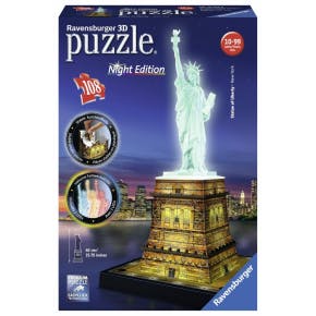 Ravensburger 3d Puzzel Vrijheidsbeeld By Night - 108 Stuks