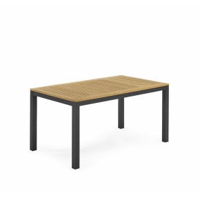 Table Teck /aluminium 4 Pers Noir - 150 Cm