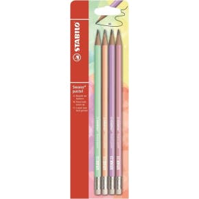 Stabilo - Lot De 4 Crayons-gomme Hb Swano Pastel 