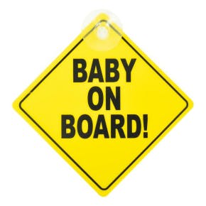 Carkids Bordje Baby On Board Geel 12,5x12,5 Cm