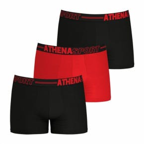 Athena Ecopack 3 Heren Boxers Zwart/rood/zwart