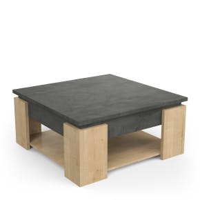 Table Basse "austin" 80x80x37.2 Cm - Imitation Chêne Hamilton Et Anthracite