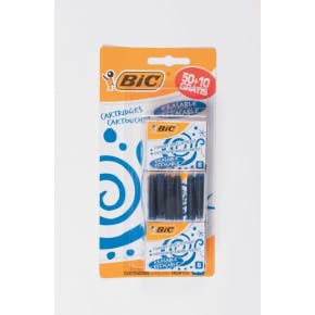 Bic Inktpatronen "standard" Kort, Set Van 50+10 Gratis - Blauw (blister)