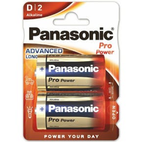 2 Piles Alkaline Lr20/d Panasonic Pro Po