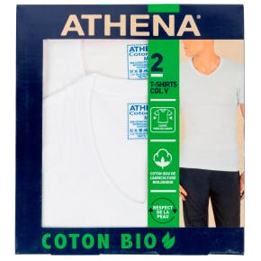 Athena Set 2 V-hals T-shirt Heren Wit