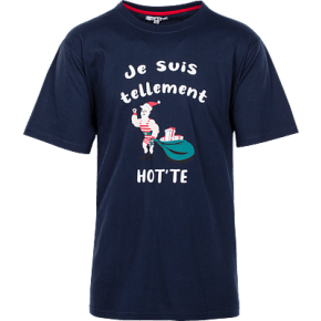 T-shirt Noël "je Suis Tellement Hot'te" Marine