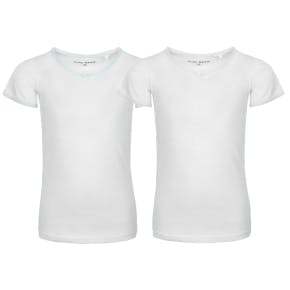 Set 2 Witte T-shirts Korte Mouwen Meisjes