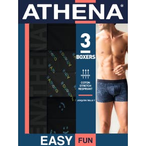 Athena - Lot 3 Boxers Homme Imprimé/uni