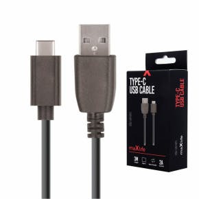 Maxlife Câble Usb - Usb-c (charge Rapide 2a), 1m, Svart