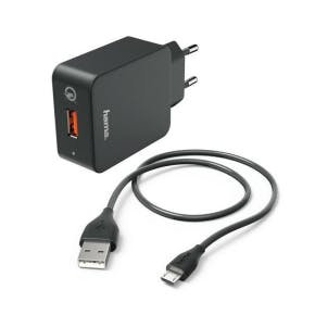 Kit Charge Micro-usb 3a Chargeur Qc3.0+câble Micro-usb Noir