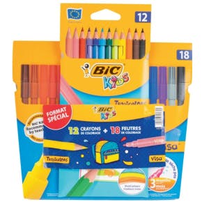 Bic - Set De 18 Feutres + 12 Crayons De Couleur Visa 