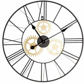 Horloge En Chiffres Romains Avec Engrenages Dorés 