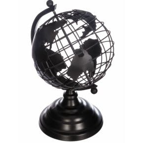 Globe En Métal Noir H28cm
