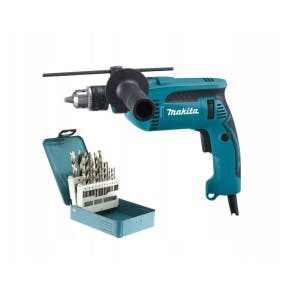Makita - Foreuse à Percussion hp1640 X4 + Forets