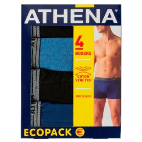 Athena Pack 4 Boxers Ecopack Stretch Noir/bleu