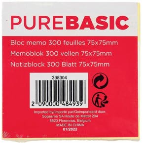 Purebasic - Bloc Mémo 300f - 75 X 75mm 