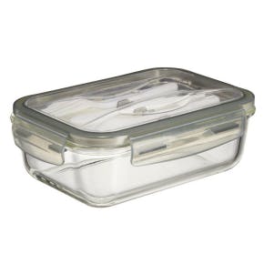 Glazen Lunchbox Met Plastic Bestek 1.2l