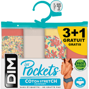 Dim Lot 4 Boxers Pocket Coton Stretch