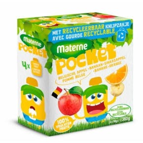 Materne Pocket Pomme Belge-banane-orange 4x90gr