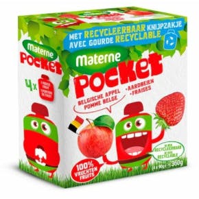 Materne Pocket Pomme/fraise Belge 4x90gr