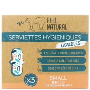 Lot 3 Serviettes Hygiéniques Lavables - Tailles Mini Ou Small