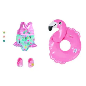 Robe BABY Born 43 Cm – Motif Chien, Manches Fleuries, Tulle, Cintre Inclus – Tenue D'été Rose Pour Poupée – Dès 3 Ans