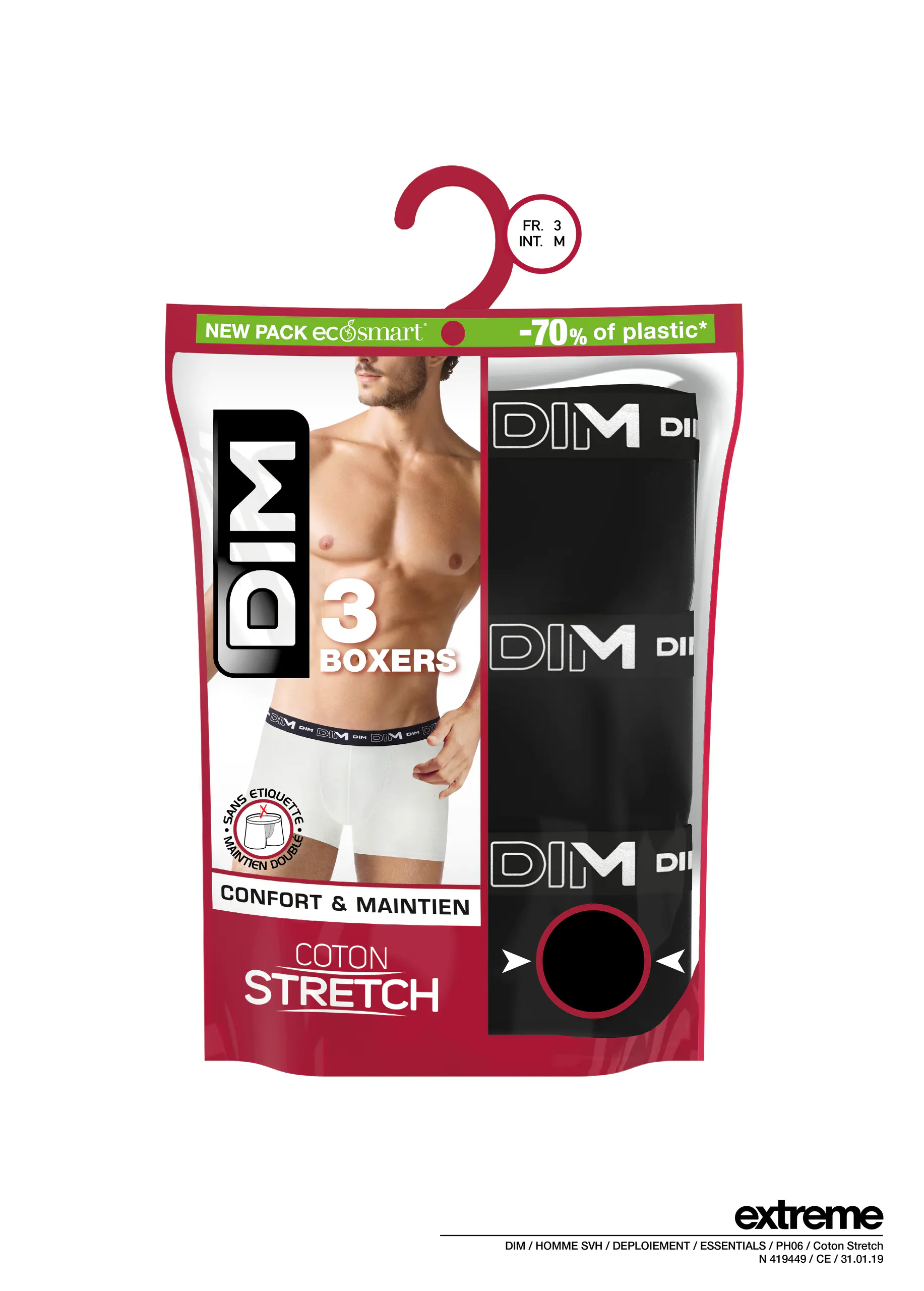 Lot De 3 Boxers Homme Coton élastique Ladymate Taille L à 5XL - Neuf Avec étiquettes