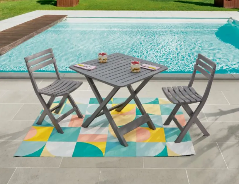 Chaise De Jardin Pliable Birki Anthracite - Résine Robuste Et Facile D'Entretien