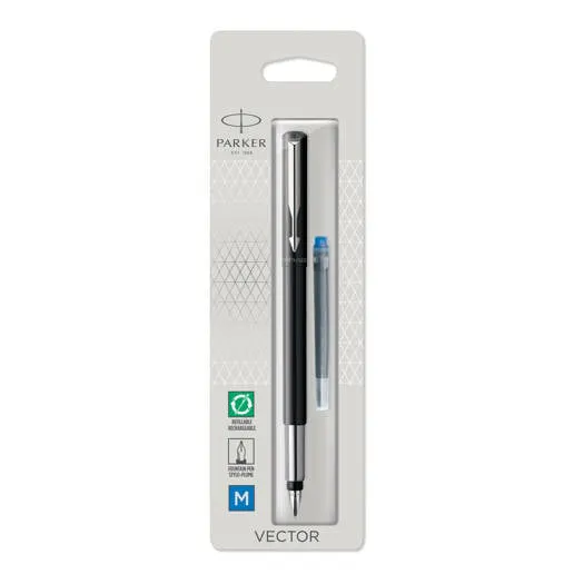 Stylo Roller Parker Vector USA Avec Cartouche Neuve - Occasion, Blanc, Plastique/métal