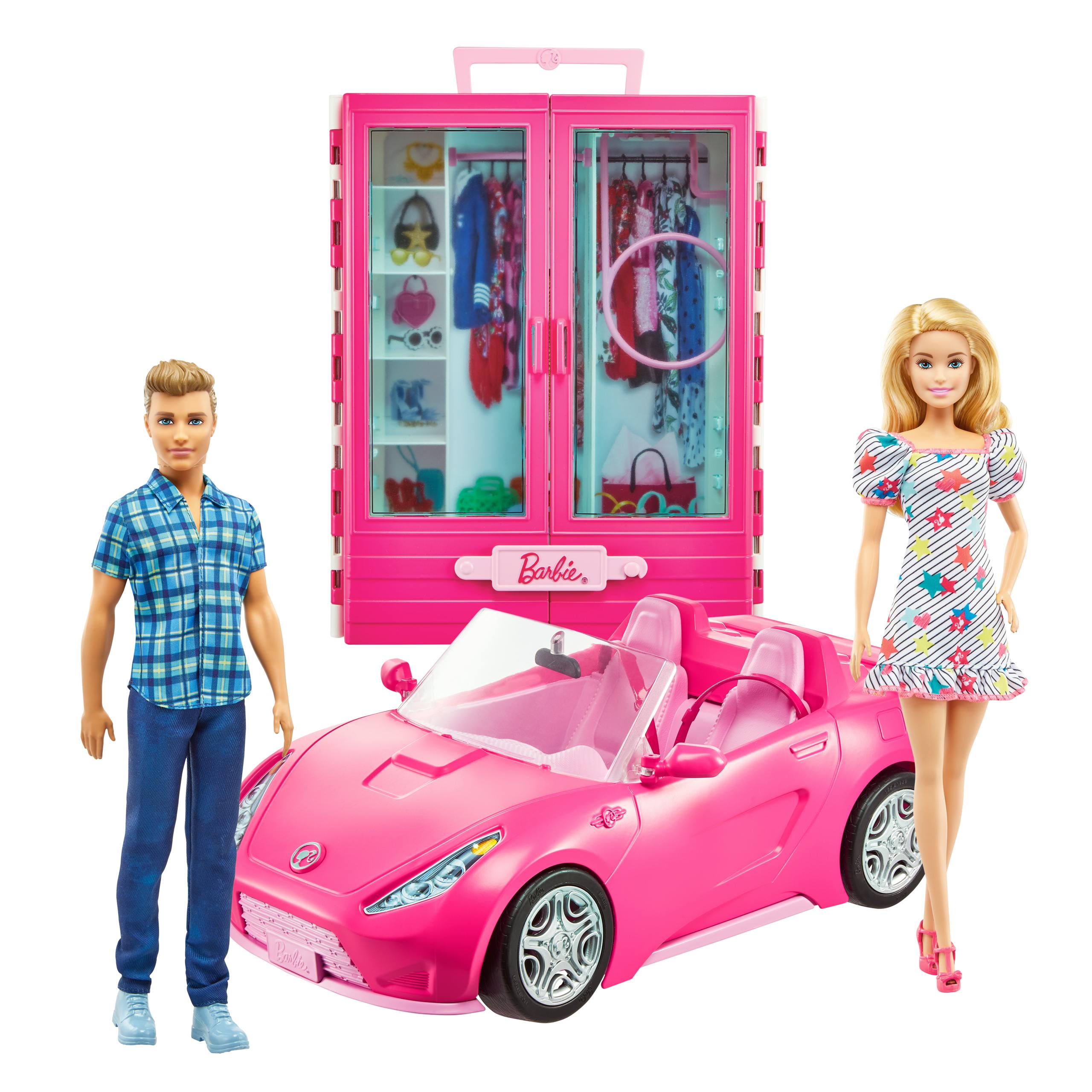 hardwerkend Een goede vriend Vertrek Barbie + Ken pop met kleerkast en cabrio auto