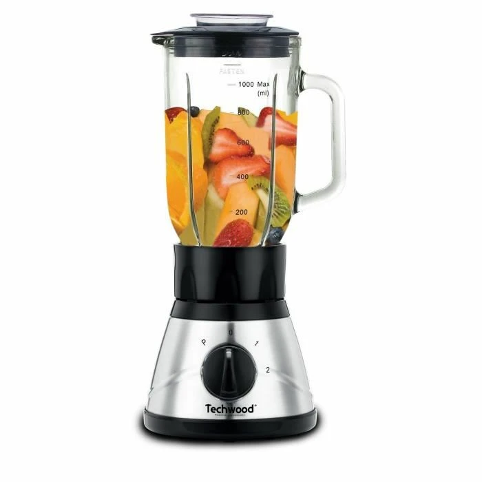 Blender Techwood TBLI-410 400W - Bol En Verre 1L, Lames Inox, 2 Vitesses