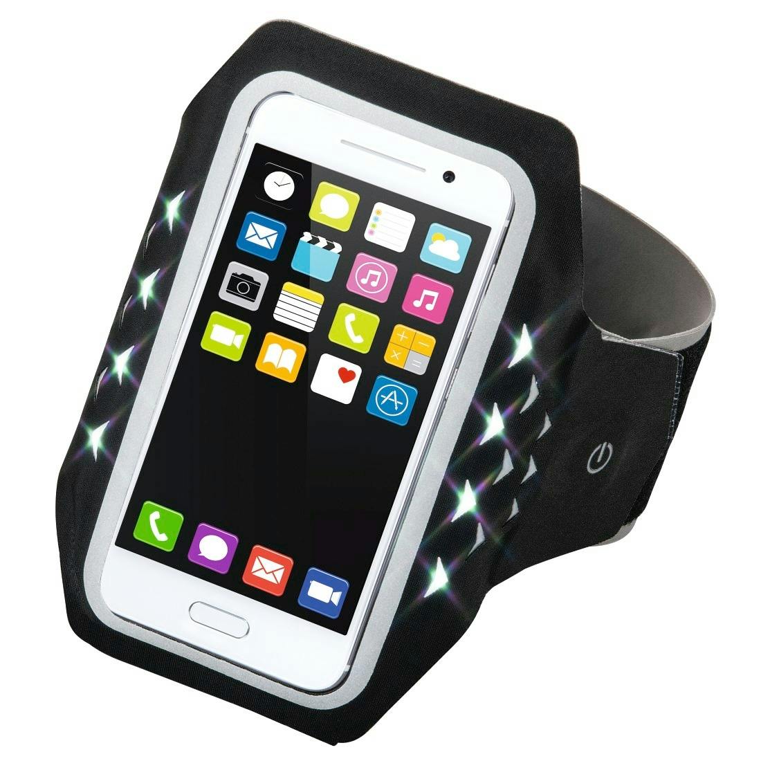Brassard de sport "Running" pr smartphones taille XL avec LED noir