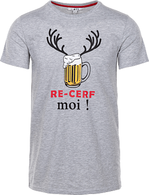 Kerst T-shirt "re-cerf Moi !" Heide Grijs