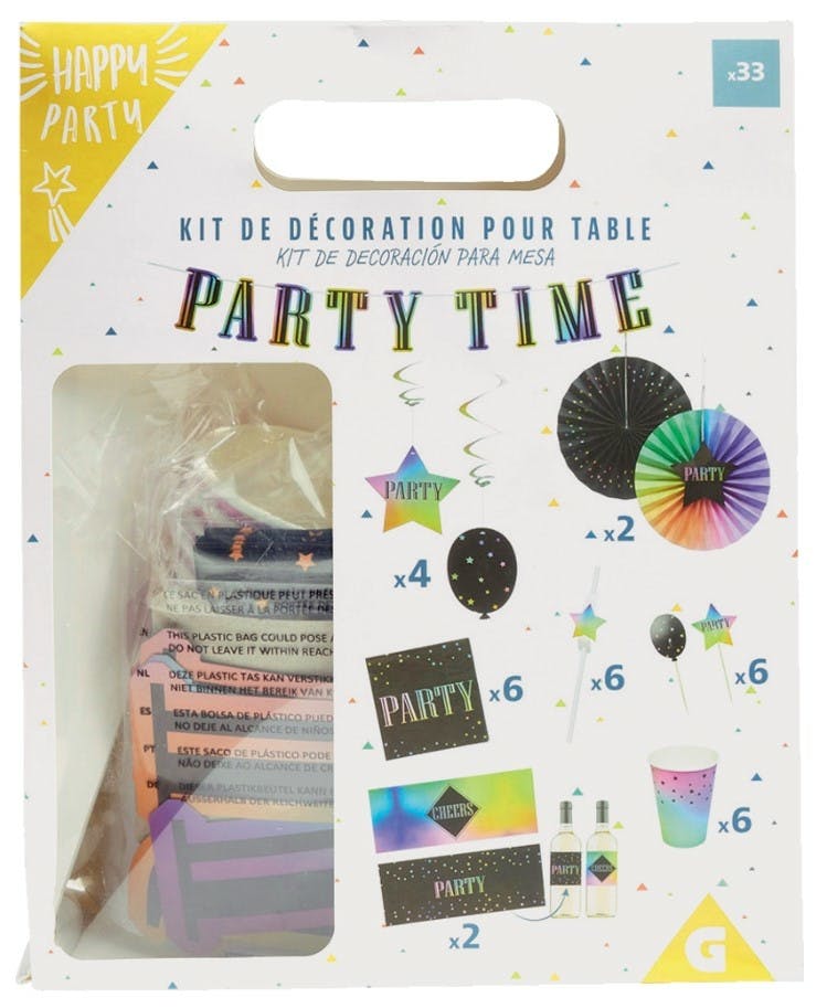 Kit Décoration Et Vaisselle Party Multicolore 6 Pers