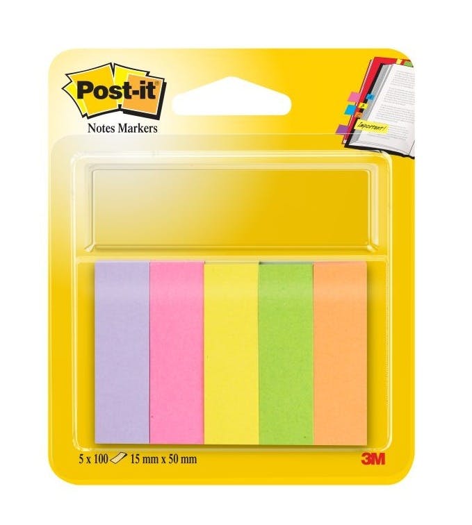5 Bloc Marque-page Post-it 100f 15x50mm