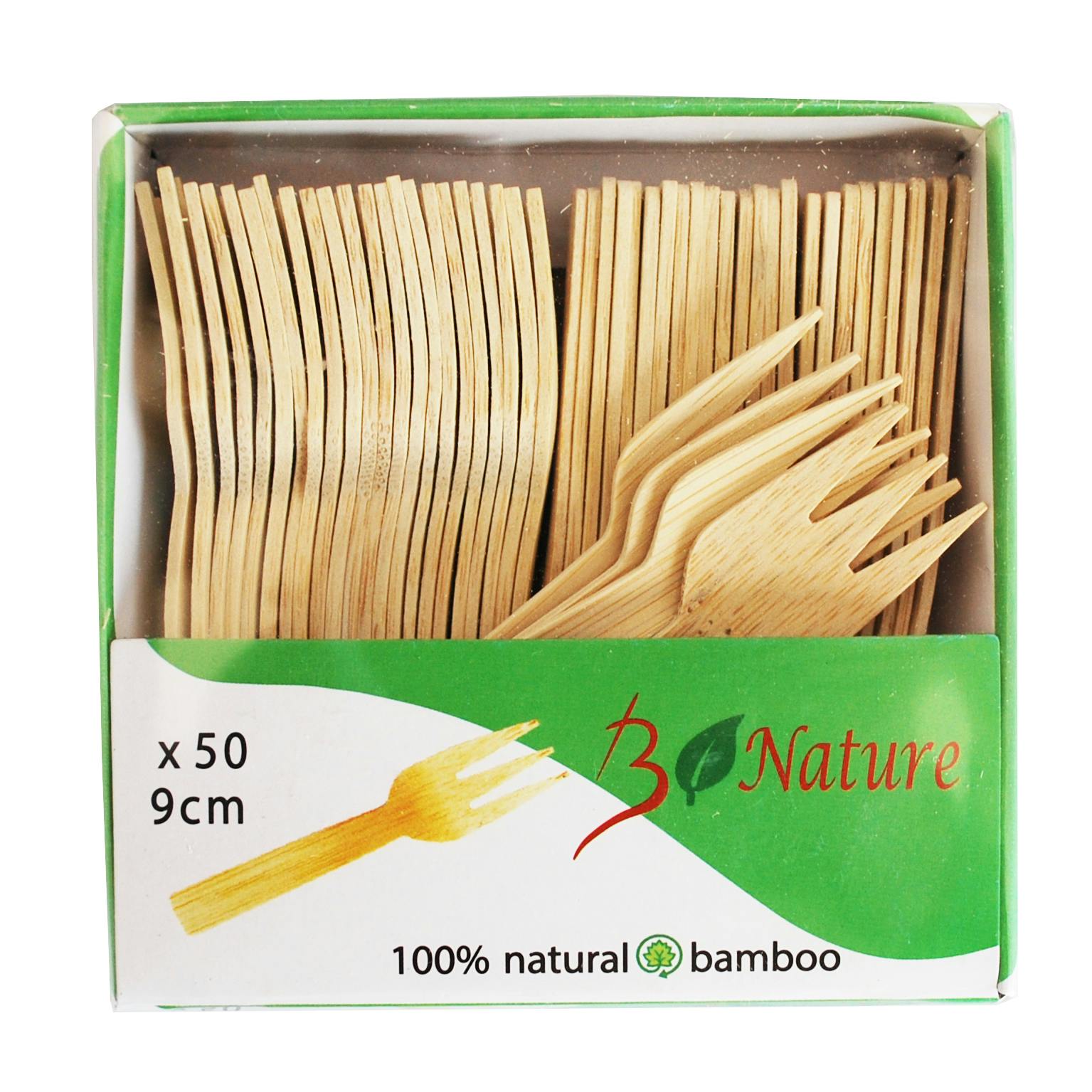 Lot 50 Fourchettes 9 Cm Bambou