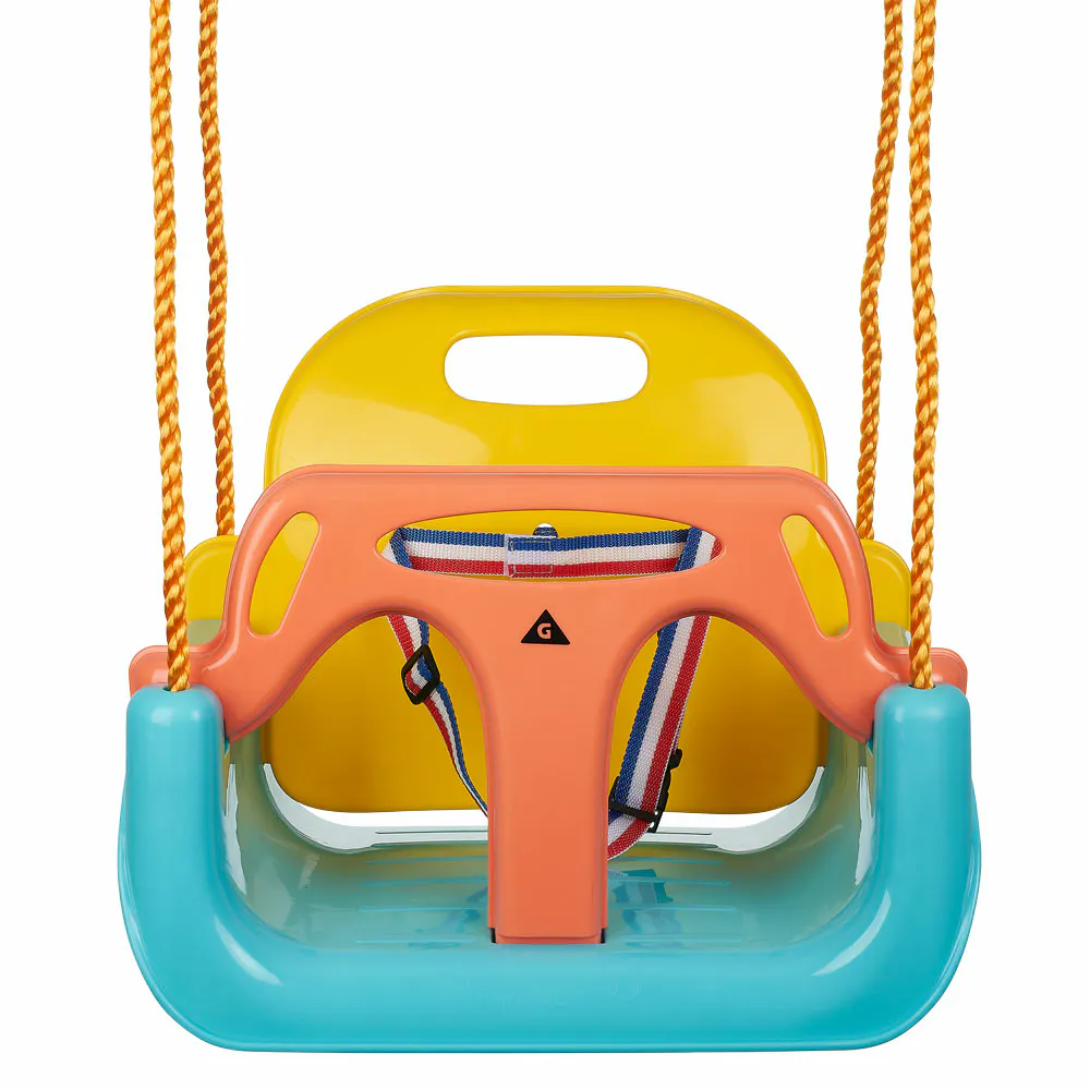 Balançoire Bébé 3 En 1 – Siège Modulable Pour 6 Mois à 10 Ans, Dossier 38 Cm, Ceinture, Capacité 50 Kg, Intérieur/extérieur