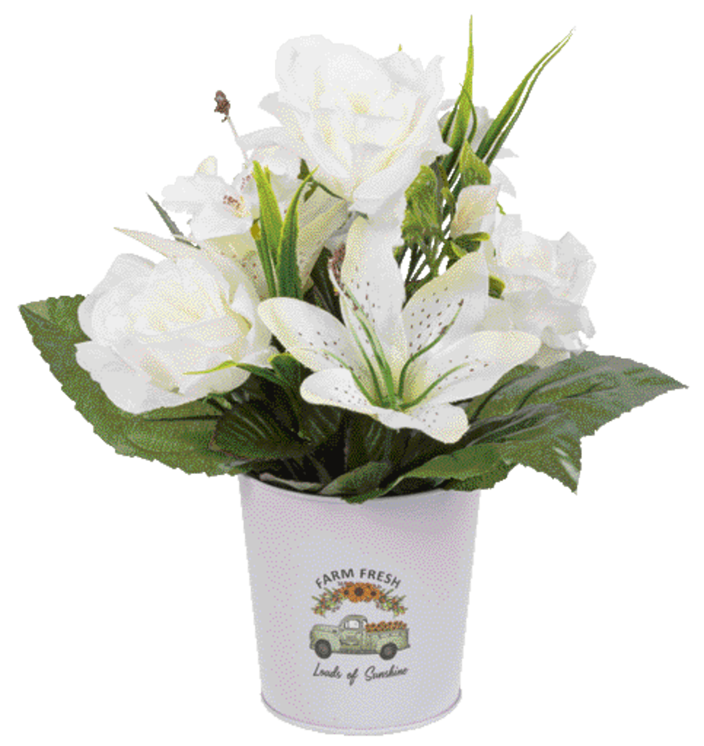 Pot En Zinc Avec Fleur Artificielle (assortiment)