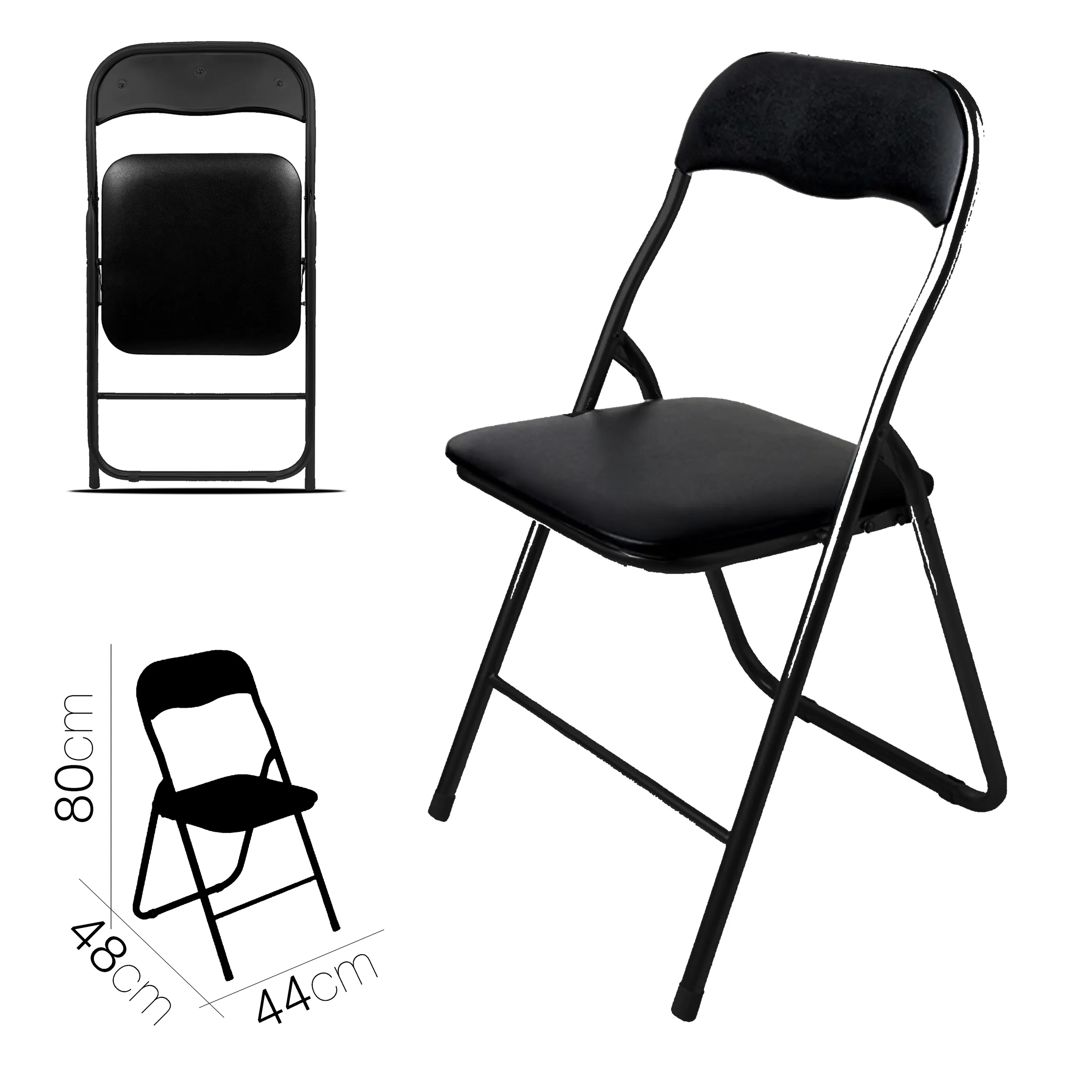Chaise Pliante Diva Gift Noire Et Blanche - Tissu Et Métal, Assise Rembourrée - Moderne Et Pliable, Gain De Place - Cuisine, Salon, Extérieur