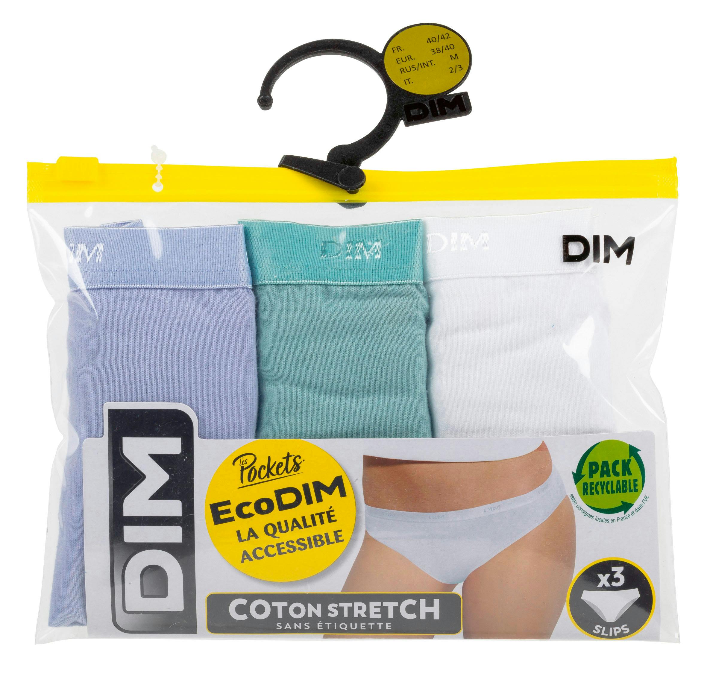 Dim Pockets Pack 3 Slips Blanc/vert/lilas