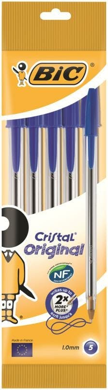 BIC Balpen "Cristal Medium" Blauw - 5 Stuks