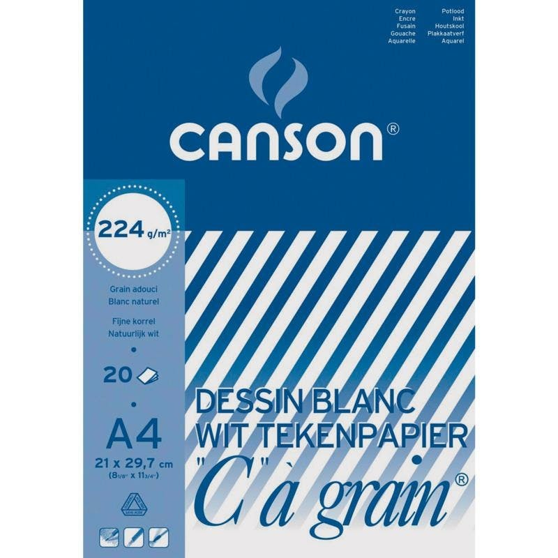 Canson C à grain - Bloc dessin - 24 feuilles - A4 - 224 gr Pas Cher