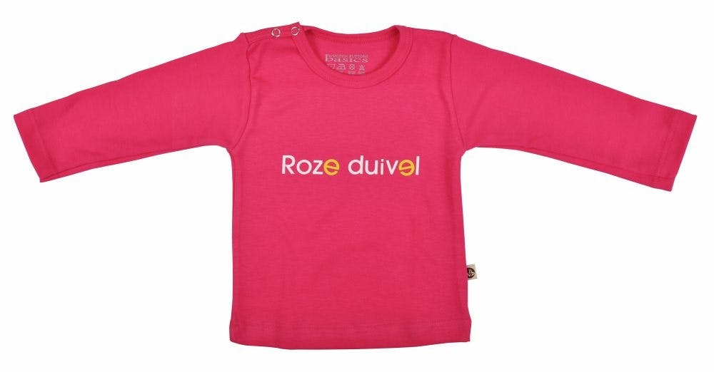 T-shirt ’’roze Duivel’’ Korte Mouw Maat 62